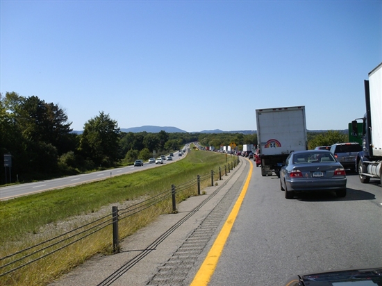 Traffic jam in Connecticut, on our way home.