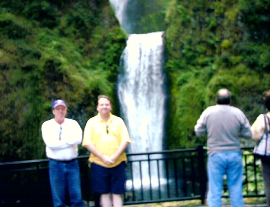 Rick and Todd in front of Multnomah Falls.